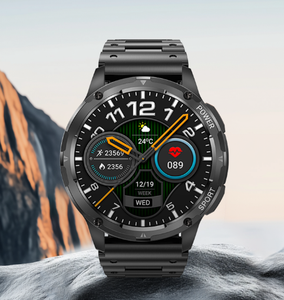 Montre connectée sportive DF QT70 avec écran AMOLED, bracelet en acier, fonction d'appel, suivi de santé, forme ronde, étanche, idéale pour homme - Product Image 1