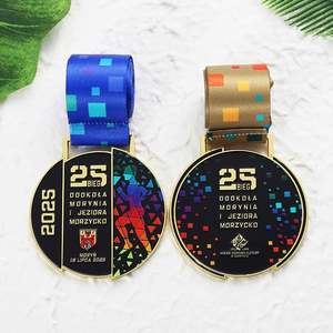 Medallas Personalizadas con Diseño de Cinta, Novedad 2025, Medallas Deportivas de Metal, Aleación de Zinc, Esmalte Suave, Doradas, Redondas, para Maratones y Carreras - Product Image 4
