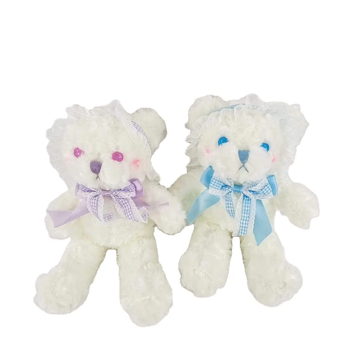 25cm Lace Bow Tie Fluffy Bear Stuffed Animal Toys Plush Bear Kids Toys Children's Gifts Claw Machine