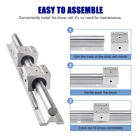 Kit de Rodamientos Lineales de Precisión SBR20, Guías de Eje de Movimiento Lineal de Acero Cromado y Bloque de Rodamiento SBR20UU para CNC Automatizado