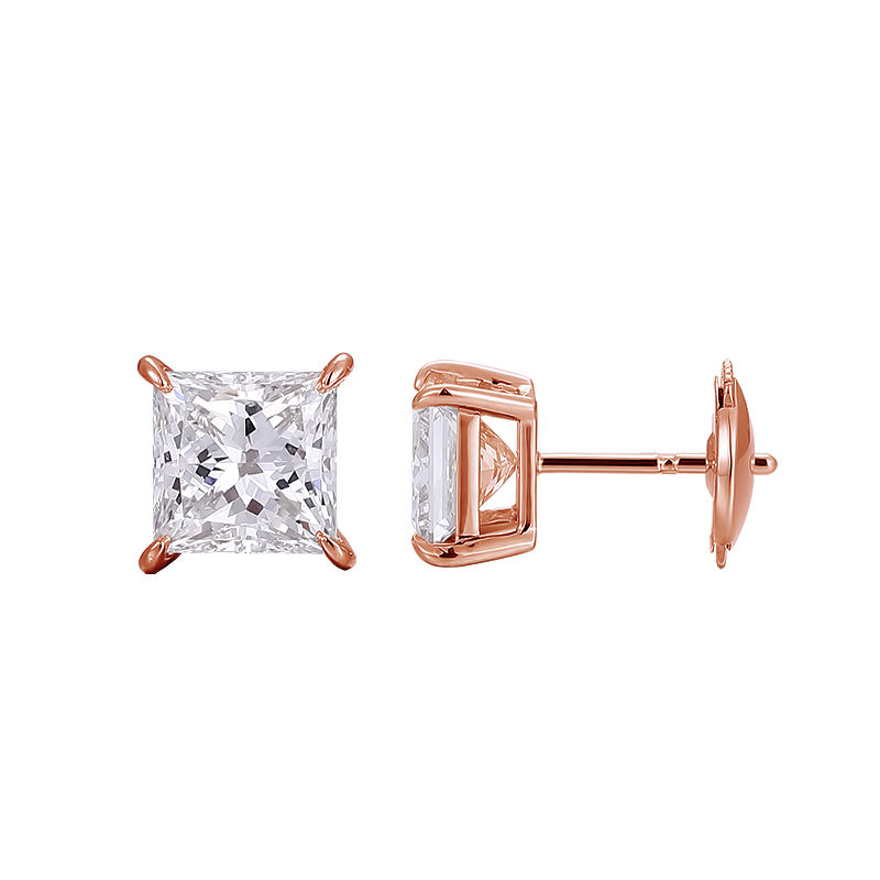 ต่างหูเพชรแล็บ ทองชมพู 18k