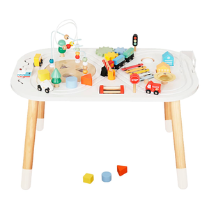 Wooden Baby Activity Cube with Bead Mazes, Mini <b>Toy</b> Car, Gears & Blocks, <b>Montessori</b> Play Table <b>for</b> <b>1</b>-<b>Year</b>-<b>Old</b> Toddlers - Product Image 1