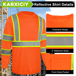 T-<span class=keywords><strong>shirt</strong></span> de sécurité à séchage rapide, anti-humidité, <span class=keywords><strong>haute</strong></span> <span class=keywords><strong>visibilité</strong></span>, durable, confortable, orange fluorescent, vêtements de sécurité - Product Image 4