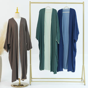 Abaya traditionnelle de Dubaï Vente en gros Abaya réversible en lin doux Dubaï <span class=keywords><strong>Turquie</strong></span> Modeste Kimono pour femmes musulmanes Abaya vêtements islamiques - Product Image 2