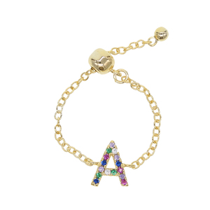 Tiny Chain Custom Made Alphabet <strong>Rings</strong> A-Z Initial <strong>Name</strong> <strong>Ring</strong> Charm Jewelry New Adjust <strong>Ring</strong> for Girl Women Rainbow Jewelry - Product Image 4