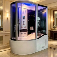 Cabine de douche complète LED à prix d'usine, salle de bain de luxe avec baignoire et massage des pieds