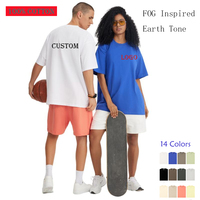 T-shirts décontractés unisexe en coton 100% surdimensionnés, style streetwear FOG, tons terreux, impression numérique personnalisée, best-sellers