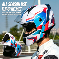 Casque de moto professionnel unisexe, ABS, double visière, modulaire, rabattable