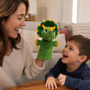 Peluche <span class=keywords><strong>de</strong></span> <span class=keywords><strong>Dinosaurio</strong></span> Triceratops Personalizado, Interactivo, Suave y Adorable, Marioneta <span class=keywords><strong>de</strong></span> Mano para Niños, Regalo para Fiestas Infantiles - Product Image 4