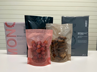 Sachet Doypack en papier kraft recyclable de qualité alimentaire avec fenêtre et fermeture éclair refermable, idéal pour l'emballage d'aliments pour animaux de compagnie, de lait et de gelée en feuille d'aluminium