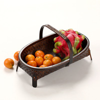 Cesto de Armazenamento Retangular Oval de Bambu Artesanal com Tampa, Estilo Chinês, para Organização Doméstica, Cesto de Frutas e Organizador de Chá