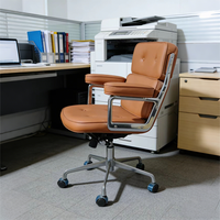 Fauteuil de bureau ergonomique moderne en cuir véritable, chaise de direction à dossier haut pivotante pour ordinateur, mobilier de bureau