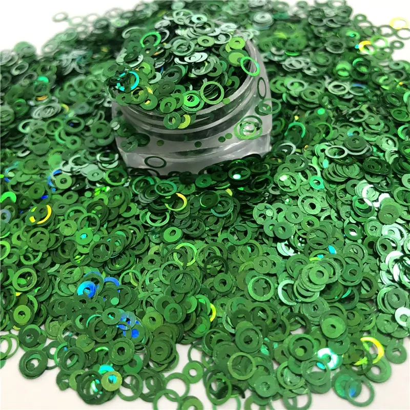 مصنع الجملة عالية الجودة شكل دائرة خضراء لتزيين الأظافر بريق بطاقة