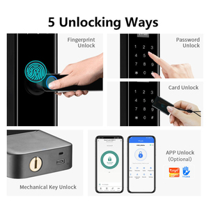 Sonnette électronique de luxe pour la maison, clé carte, biométrie AI, empreinte digitale, serrure de porte intelligente TTLock Tuya <span class=keywords><strong>avec</strong></span> caméra de reconnaissance faciale 3D - Product Image 2
