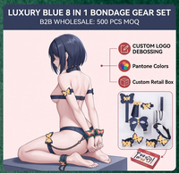Luxuriöses Blaues 8-in-1 Bondage-Set mit Halsband, Leine, Handschellen, Paddle, Peitsche und Ballknebel für Erwachsenen-Rollenspiele