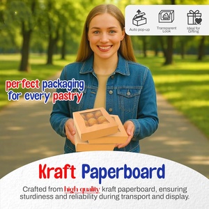 Caja para Pastel de <span class=keywords><strong>8</strong></span>*<span class=keywords><strong>8</strong></span>*2.5 Pulgadas, Empaque para Pastel con Ventana, Caja de Cartón Blanco, Caja de Papel Kraft para Galletas con Ventana Transparente - Product Image 1