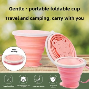 Gobelet d'eau pliable en silicone créatif et portable, design classique avec couvercle télescopique pour le camping, les voyages, les sports et la randonnée, cadeau idéal - Product Image 6