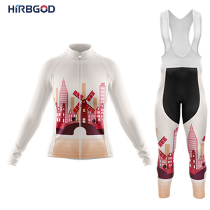 HIRBGOD – maillot de cyclisme personnalisé pour <span class=keywords><strong>femme</strong></span>, ensemble de vêtements de cyclisme, short à bretelles, thème des pays-bas, automne - Product Image 3