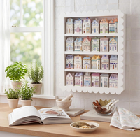 Étagère murale moderne de haute qualité, blanche, à bords festonnés, 4 niveaux, en bois, pour le rangement des pots à épices dans la cuisine