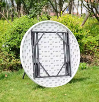 Table ronde pliante populaire en HDPE de 110cm pour mariage en plein air