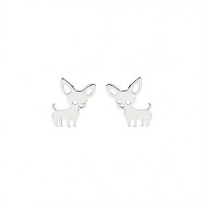 Pendientes de Plata 925 con Diseño de Perro Chihuahua, Joyería Unisex para Uso Diario - Product Image 1