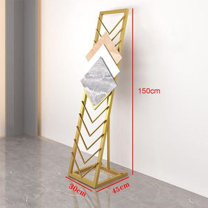 Tùy Chỉnh Gốm Gạch Hiển Thị Giá Thác Đá Kim Loại Hiển Thị Đứng Thạch Anh Khảm Đá Cẩm Thạch Mẫu Hiển Thị Kệ Cho Showroom Bán - Product Image 2