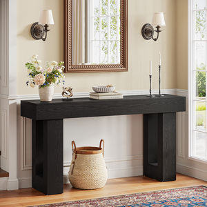 Consoles Longues de 63 Pouces pour Entrée, Grande Table de Canapé Derrière le Canapé, Table de Couloir en <span class=keywords><strong>Bois</strong></span> Noir pour Hall d'Entrée - Product Image 3