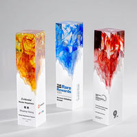 Nouveaux prix personnalisés de plaque de trophée Rectangle en cristal de résine bleu orange rouge