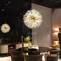 Lámpara de Araña LED Moderna de Lujo con Diseño de Diente de León, Cristal Nórdico, Diseño de Bola de Fuego Estrellada para Hotel, Hogar, Sala de Estar