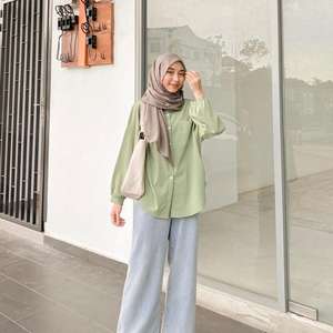 Camisa musulmana con arrugas de seda de hielo, cárdigan con cuello, camisa holgada, camisa drapeada sin planchar para mujer, gran oferta para mujer - Product Image 2