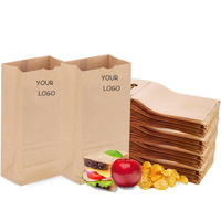 Sacs à lunch en papier brun recyclé-500 sacs à fond SOS pour sandwichs, collations et cadeaux de fête, 5x3x10 pouces