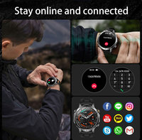 Montre connectée AK106 1,7 pouces, appels sans fil, lampe torche 1400 mAh, SOS, surveillance de la fréquence cardiaque, suivi du sommeil, suivi des pas, étanche IP68, robuste, pour hommes