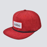 Gorra de béisbol de pana con logo personalizado, visera plana, corona suave, bordado de cuerda, transpirable, impermeable, con puntos de frutas, unisex, para uso casual al aire libre