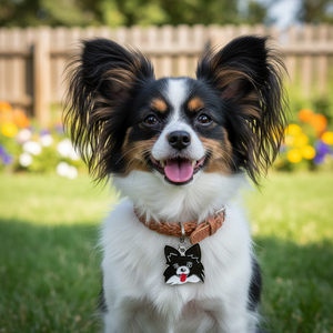 Medaglietta identificativa per cani Papillon in smalto nero - Product Image 3