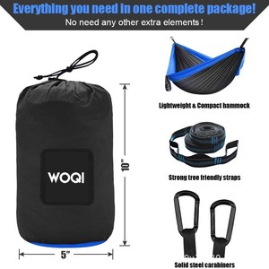 Hamaca Woqi para Acampar al Aire Libre, Azul y Negra, de Nailon Ripstop, Portátil, Individual/Doble, Carga Máxima de 226 kg, Diseño Minimalista - Product Image 2