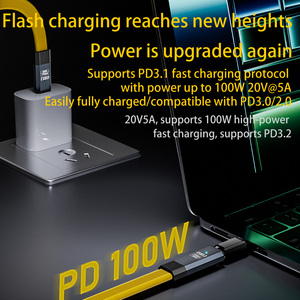 Hỗ trợ điện thoại máy tính xách tay kết nối PD 100W Loại C nữ để Loại-C nam cáp dữ liệu 20gbps FPC nhanh HD chuyển giao âm thanh sạc dây - Product Image 3