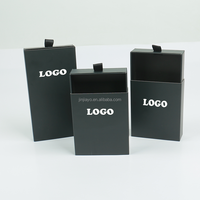 Boîte cadeau personnalisée haut de gamme noire rigide avec tiroir coulissant, doublure en mousse, pelliculage mat, revêtement UV, logo en relief, estampage à chaud