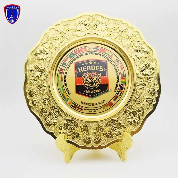 China manufacture gold plated medallion award plate metal wall plaques for souvenir medal plates