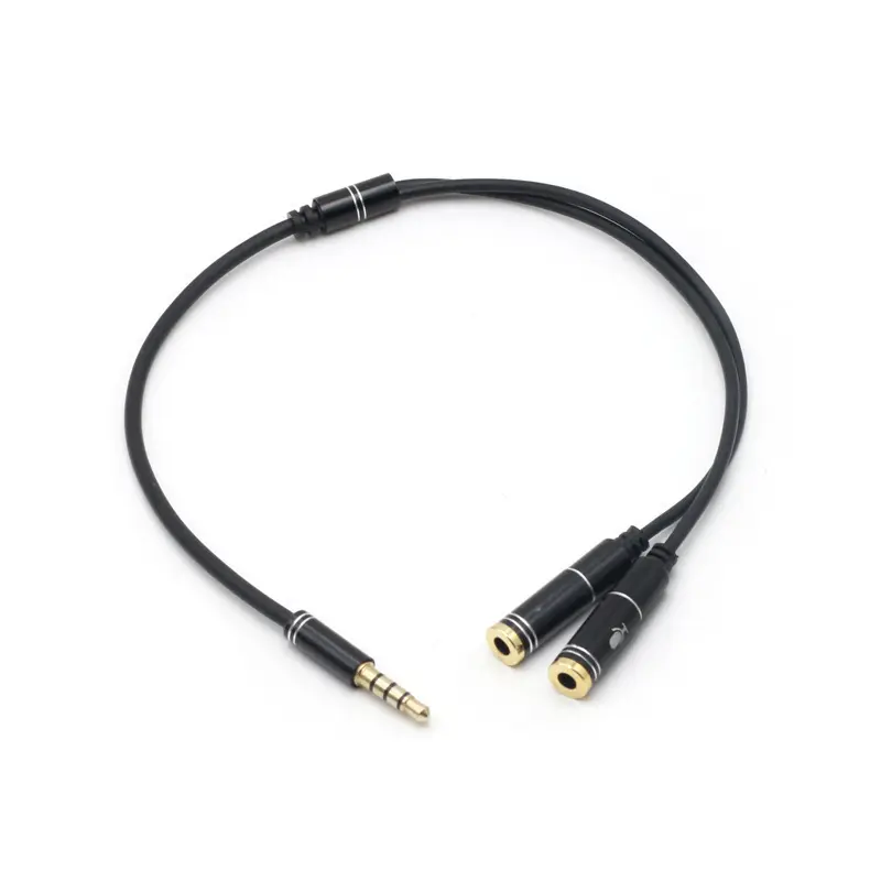 Nuevo conector de auriculares de 3,5mm + divisor de Audio de micrófono adaptador de extensión auxiliar chapado en oro Cable para REPRODUCTOR DE MP3 Samsung