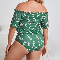 Nouveau OEM Bikini deux pièces sans bretelles sexy à imprimé floral grande taille Maillot de bain taille haute à nouer sur le devant Maillot de bain pour femmes à volants
