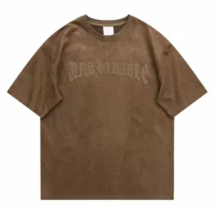Custom Puff Print Men Oversized T Shirt Drop Shoulder Suede T Shirt 3d Puff Print T Shirt