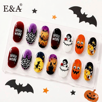 Autocollants pour ongles en gros OEM, couverture complète, motifs Halloween, designs pré-dessinés, wraps pour ongles, autocollants personnalisés avec logo