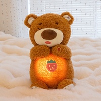 Ours respirant en peluche apaisant pour le sommeil, compagnon de dessin animé, jouet réconfortant, poupée bébé berceuse, cadeau en peluche, polyester et coton PP