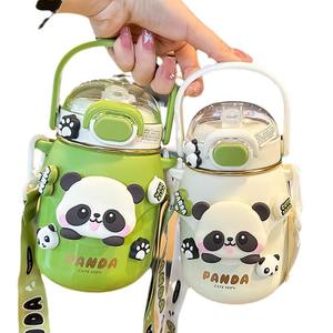 ขวดน้ำเก็บอุณหภูมิสำหรับเด็ก ลายแพนด้า ความจุขนาดใหญ่ ดีไซน์น่ารัก สำหรับเด็กนักเรียน พร้อมหลอดและฝาปิด - Product Image 5