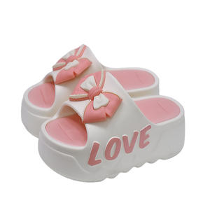 Nouvelles pantoufles d'été <span class=keywords><strong>à</strong></span> <span class=keywords><strong>talon</strong></span> compensé pour <span class=keywords><strong>femme</strong></span>, avec nœud tendance, pour intérieur, salle de bain et extérieur, antidérapantes - Product Image 5