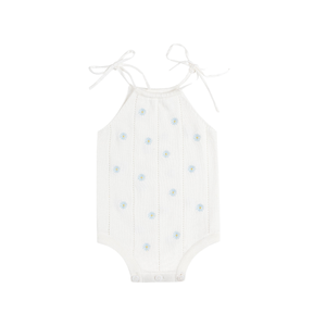 Combinaison-pyjama unisexe en coton tricoté décontracté QingXin, bleu ciel, motif marguerite, avec fermeture boutonnée, printemps-automne, vente en gros - Product Image 1