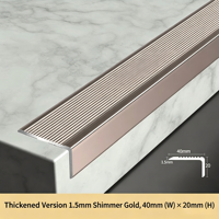 Profilé de nez de marche en alliage d'aluminium en forme de L, antidérapant, pour escaliers et sols - Durable, étanche, écologique, or scintillant, pour hôpitaux 40*20mm
