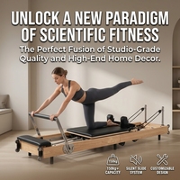 Reformer de Pilates pliable avec roulettes pour petit studio et salle de sport à domicile, lit de Pilates en chêne OEM ODM avec logo personnalisé