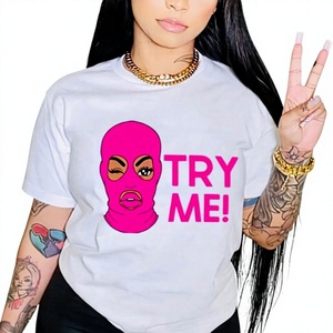 Women Casual Cartoon Print <b>T</b>-<b>Shirt</b> Crew Neck Short Sleeve Regular Fit 100% Cotton Jersey Fabric Breathable All Seasons - Product Image 1