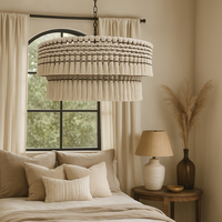 Lustre suspendu moderne en coton pour salon et chambre à coucher, plafond suspendu en macramé, design d'art, abat-jour, cadeau de décoration intérieure
